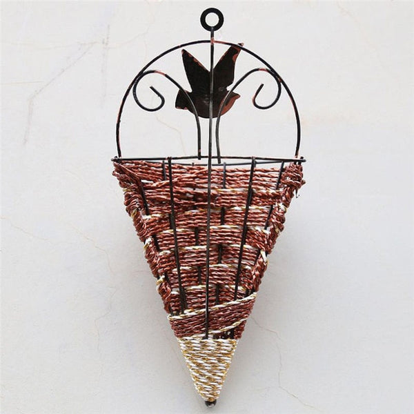Natural Wicker Flower Basket Wall Vase