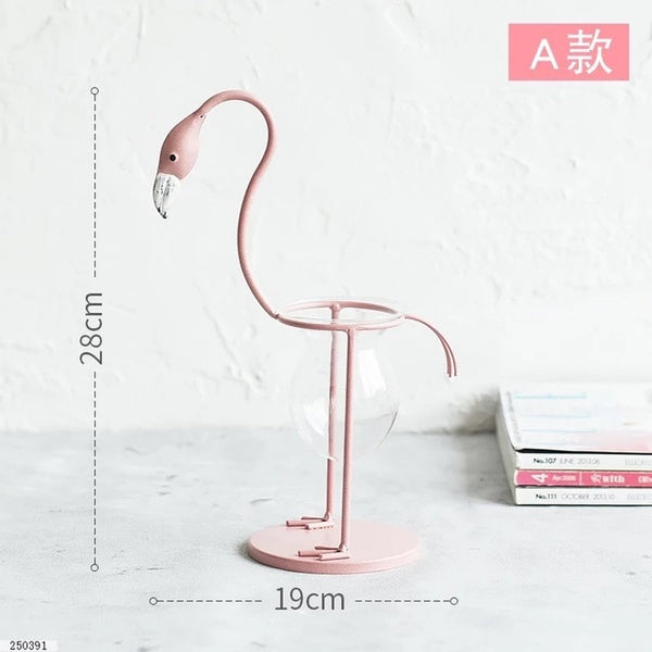 Pink Flamingo Shape Glass Vase