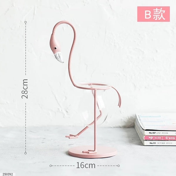 Pink Flamingo Shape Glass Vase