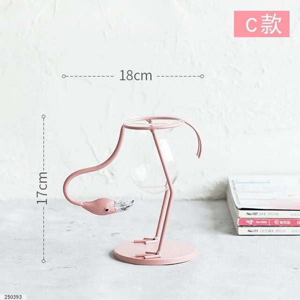 Pink Flamingo Shape Glass Vase