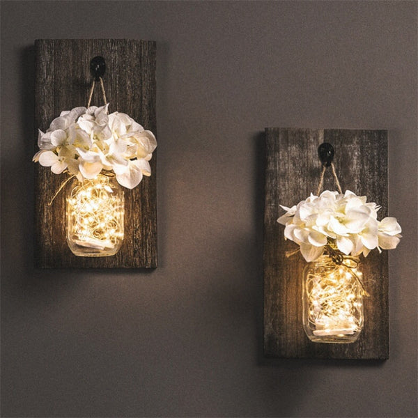 Wall Hanging Wood Board Transparent Glass Flower Vase