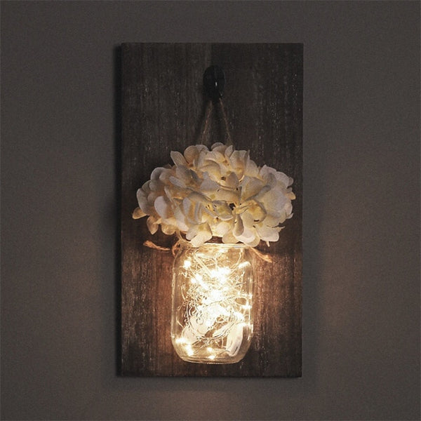 Wall Hanging Wood Board Transparent Glass Flower Vase