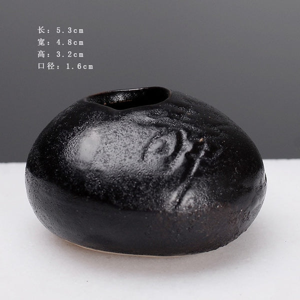 Black Small Stone Vase