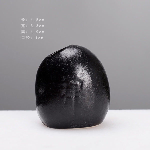 Black Small Stone Vase