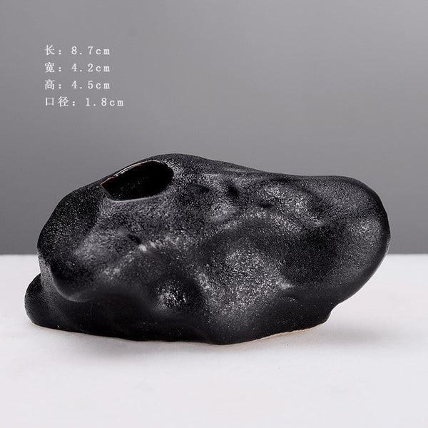 Black Small Stone Vase