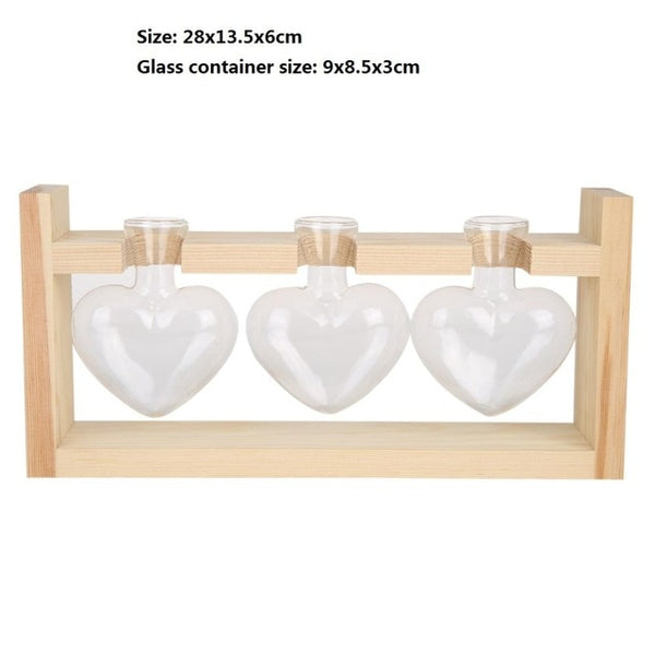 Wood Frame Glass Vase
