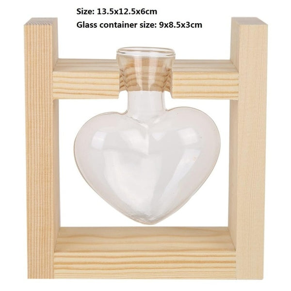 Wood Frame Glass Vase