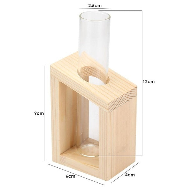 Wood Frame Glass Vase