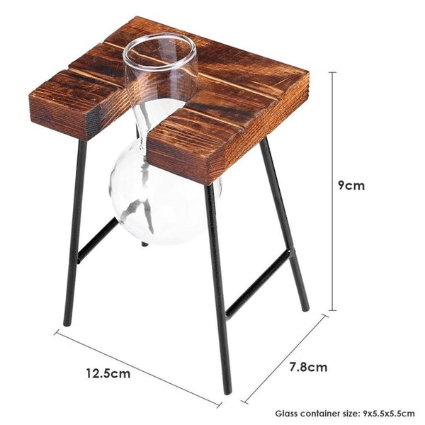Wood Frame Glass Vase