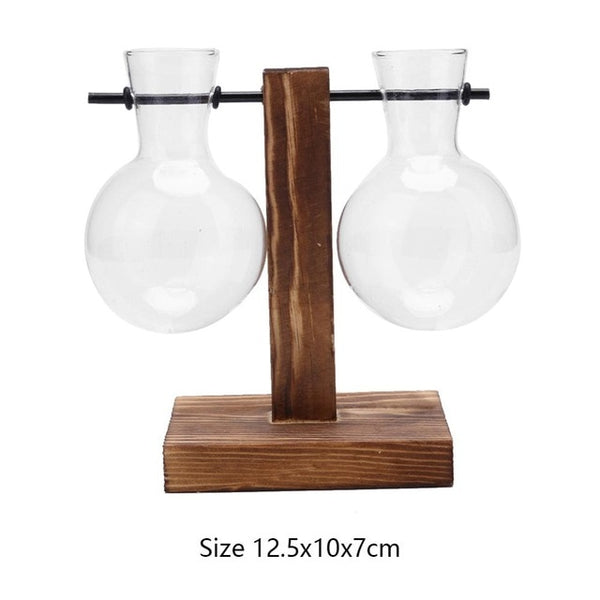 Wood Frame Glass Vase