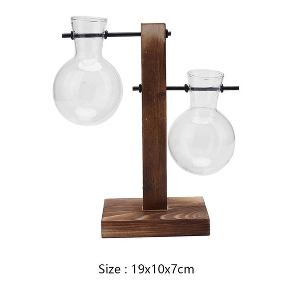 Wood Frame Glass Vase