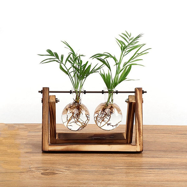 Glass and Wood Vase
