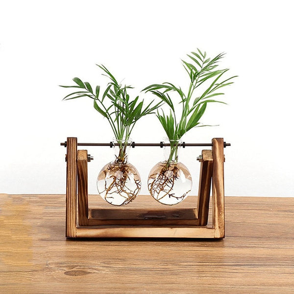 Glass and Wood Vase